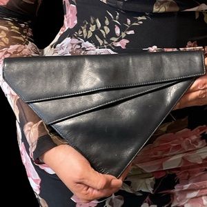 Rare Triangular Black Clutch Bag by Gianni Versace Couture 1980